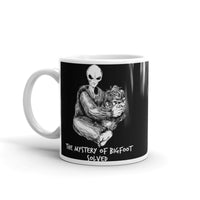 The Mystery of Bigfoot Solved White glossy mug