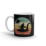 Bigfoot Riding Nessie White glossy mug