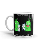 It's Vibrating (Alien with Cat) White glossy mug