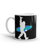 Bigfoot Surfer White glossy mug