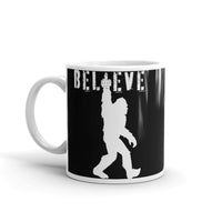 Believe in Bigfoot White glossy mug