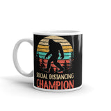 Social Distancing Champion (Bigfoot) White glossy mug