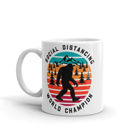 Social Distancing Champion (Bigfoot) 2 White glossy mug