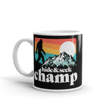 Bigfoot Hide & Seek Champ White glossy mug