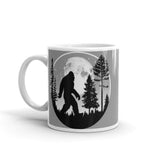 Bigfoot Full Moon White glossy mug