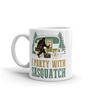 I Party with Sasquatch White glossy mug