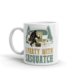 I Party with Sasquatch White glossy mug