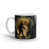 Not All Who Wander (Bigfoot) White glossy mug