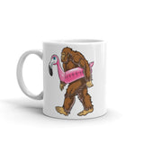 Bigfoot with Floaty White glossy mug