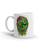 Melting Zombie Head White glossy mug