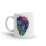 Scary Zombie Head White glossy mug