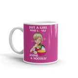 Anime & Noodles White glossy mug