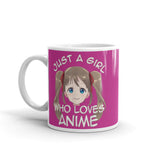 Just a Girl Who Loves Anime 4 White glossy mug