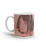 Smoking Anime Girl White glossy mug