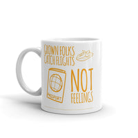 Grown Folks Catch Flights White glossy mug