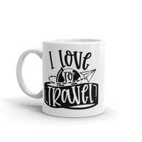 I Love to Travel White glossy mug