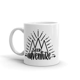 Seek Adventure White glossy mug