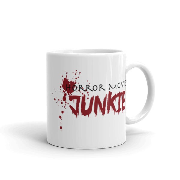 Horror Movie Junkie White glossy mug