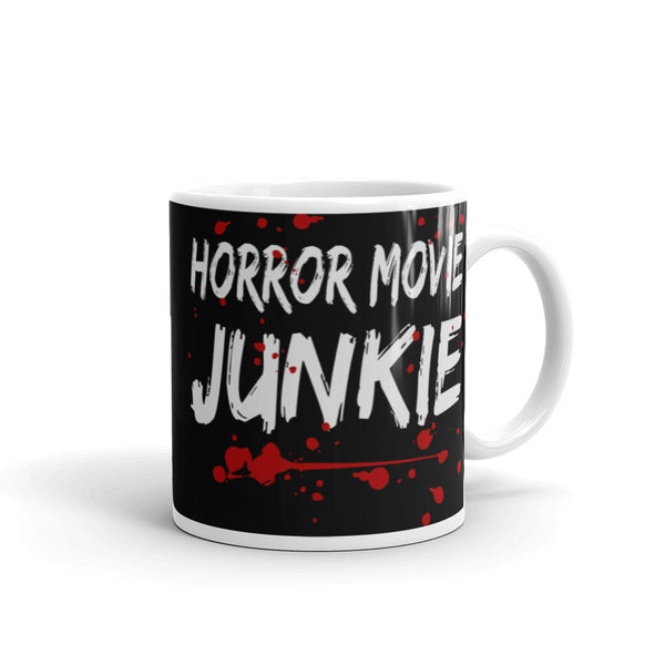 Horror Movie Junkie White glossy mug