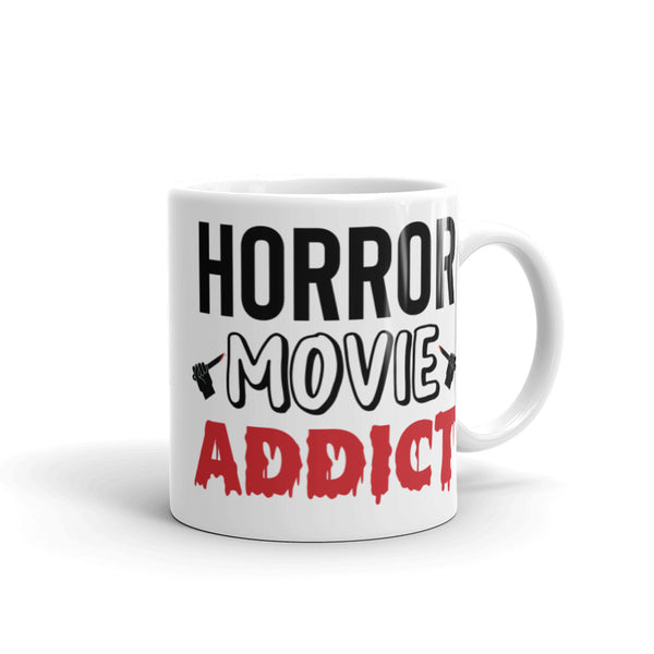 Horror Movie Addict White glossy mug