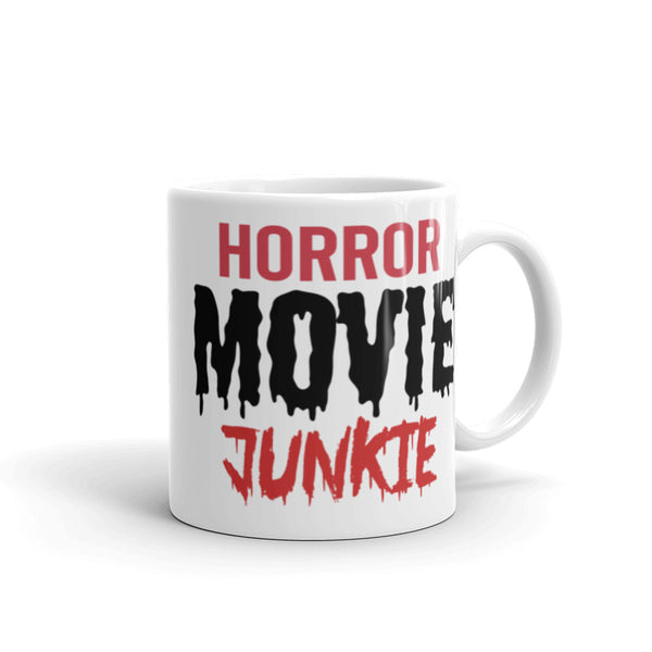 Horror Movie Junkie White glossy mug