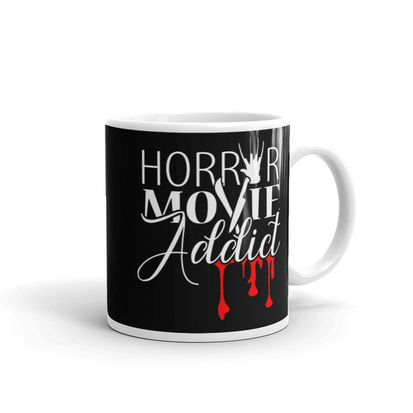 Horror Movie Addict White glossy mug