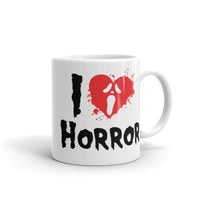 I Love Horror White glossy mug