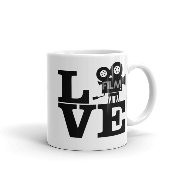 Love Film White glossy mug