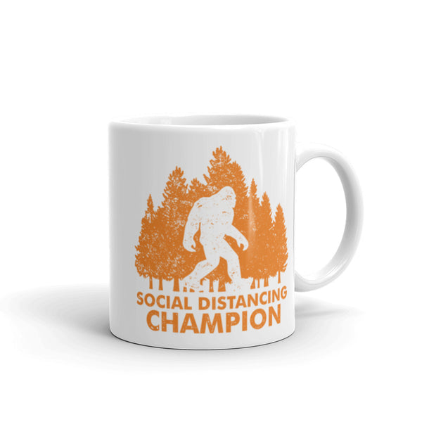 Social Distancing Champion White glossy mug