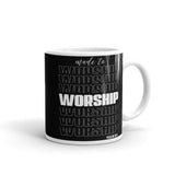 Made to Worship White glossy mug