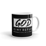 God is My Refuge Psalm 91 White glossy mug