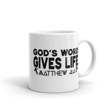 God's Word Gives Life White glossy mug