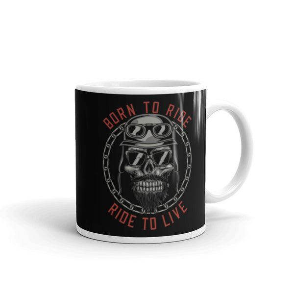 Born to Ride White glossy mug