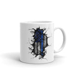 Thin Blue Line Flag White glossy mug