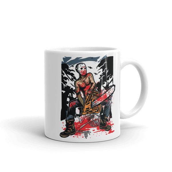 Chainsaw Killer White glossy mug