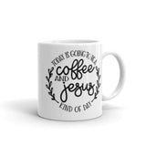 Coffee and Jesus White glossy mug