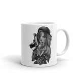 Gun Girl White glossy mug