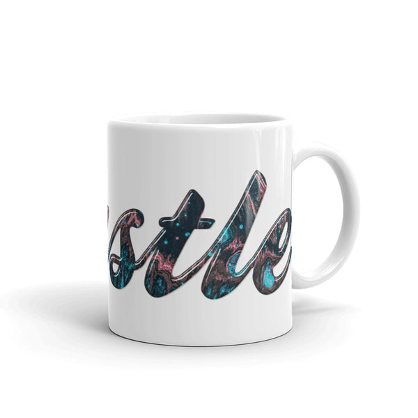 Hustle White glossy mug