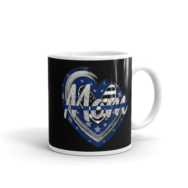 Thin Blue Line Mom White glossy mug