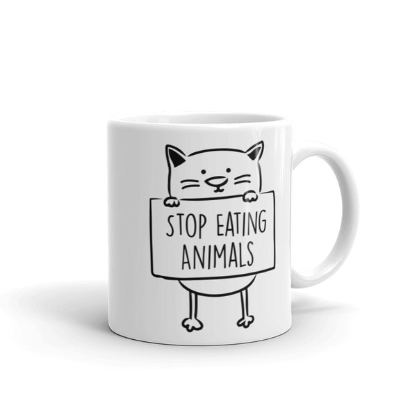 Stop Eating Animals White glossy mug