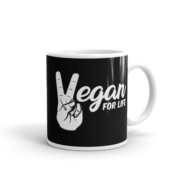 Vegan for Life White glossy mug