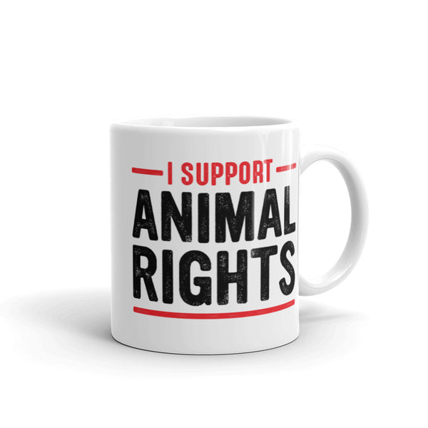 I Support Animal Rights White glossy mug