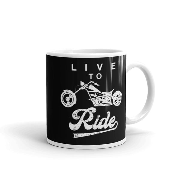 Live to Ride White glossy mug