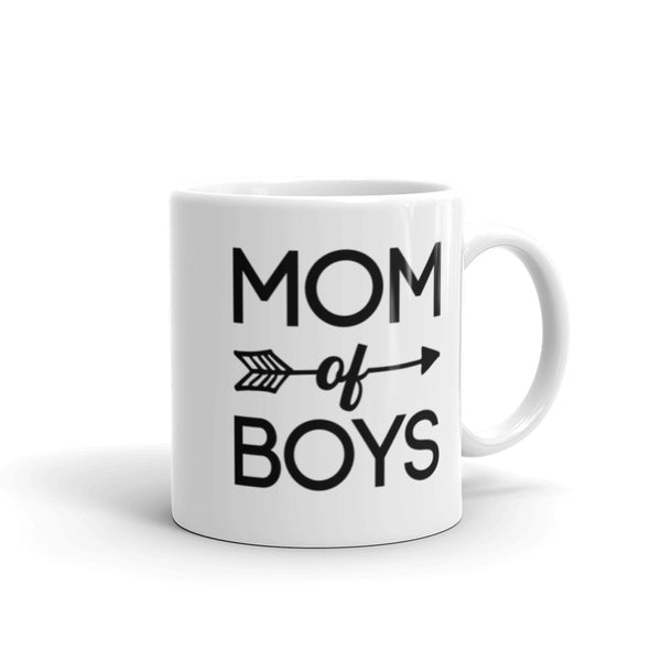 Mom of Boys White glossy mug