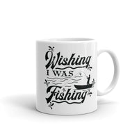 Wishing I Was Fishing White glossy mug