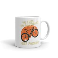 No Fuel No Insurance White glossy mug