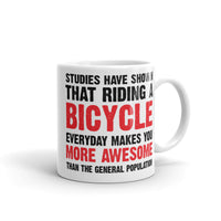 Riding a Bicycle White glossy mug