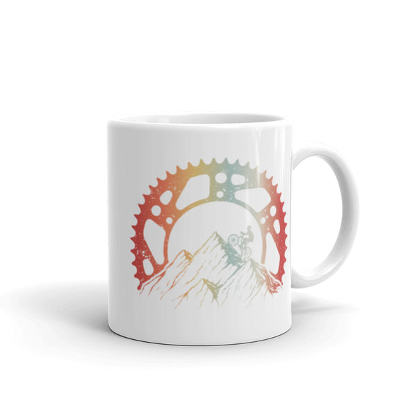 Mountain Biking White glossy mug