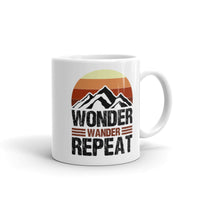 Wonder Wander Repeat White glossy mug