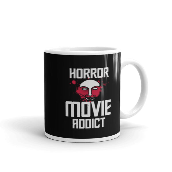 Horror Movie Addict White glossy mug